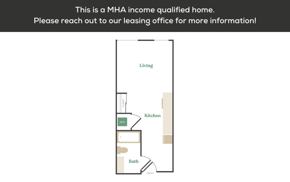  Studio - MHA - Studio floorplan layout with 1 bath and 448 to 485 square feet. (4)