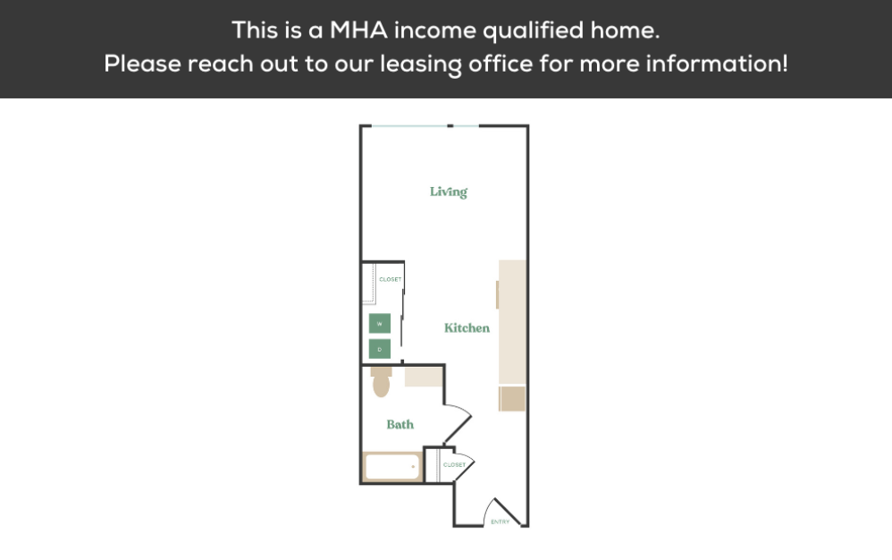  Studio - MHA - Studio floorplan layout with 1 bath and 448 to 485 square feet. (3)