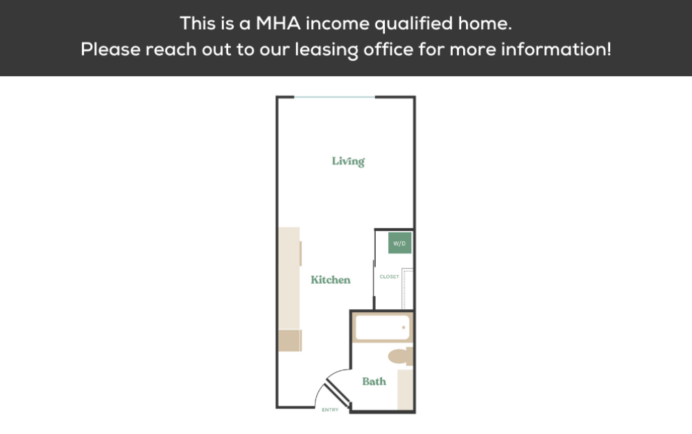  Studio - MHA - Studio floorplan layout with 1 bath and 448 to 485 square feet. (1)