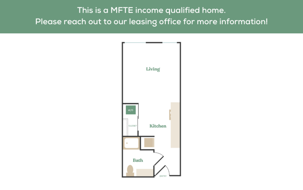  Studio - MFTE - Studio floorplan layout with 1 bathroom and 430 - 494 square feet (3
)