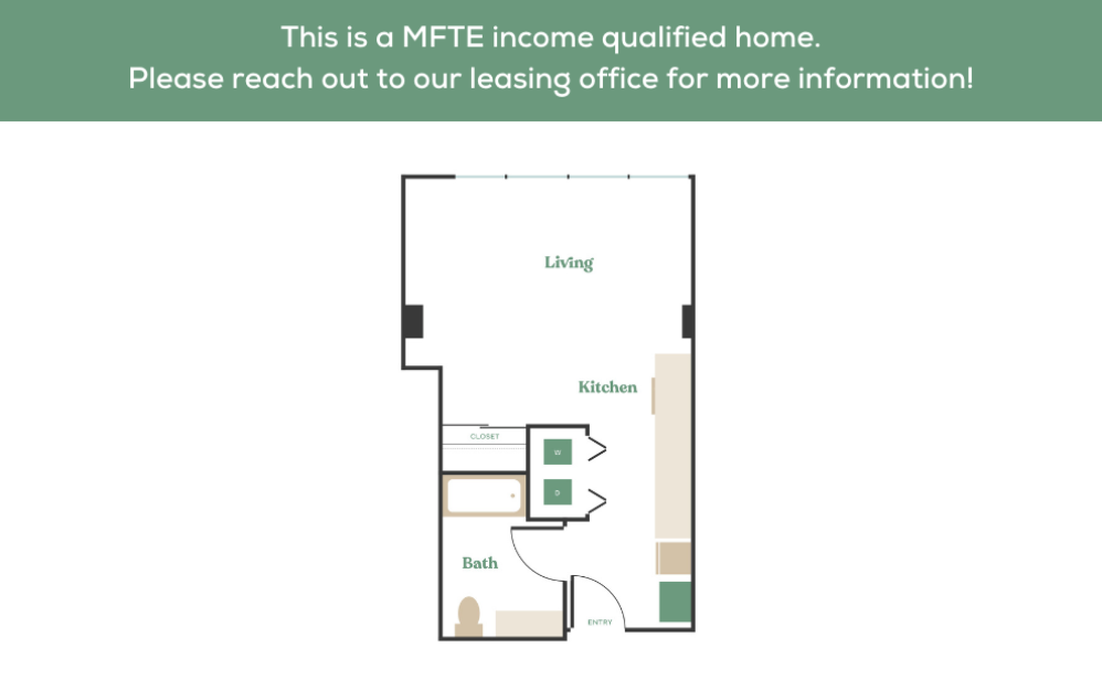  Studio - MFTE - Studio floorplan layout with 1 bathroom and 430 - 494 square feet (6
)