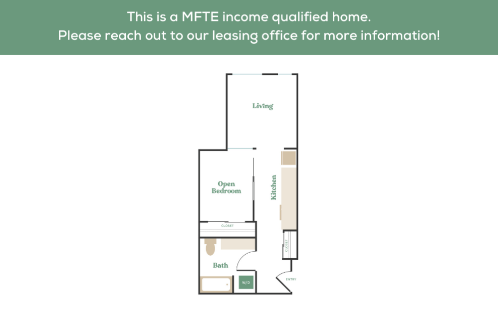 1x1 – MFTE - 1 bedroom floorplan layout with 1 bathroom and 520 - 1096 square feet (1
)