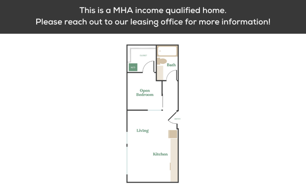  Open 1x1 - MHA - 1 bedroom floorplan layout with 1 bathroom and 576 - 656 square feet (1
)