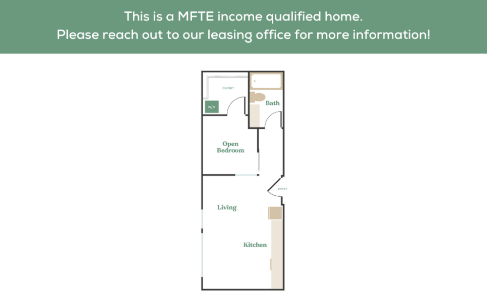  Open 1x1 - MFTE - 1 bedroom floorplan layout with 1 bathroom and 540 - 656 square feet (2
)