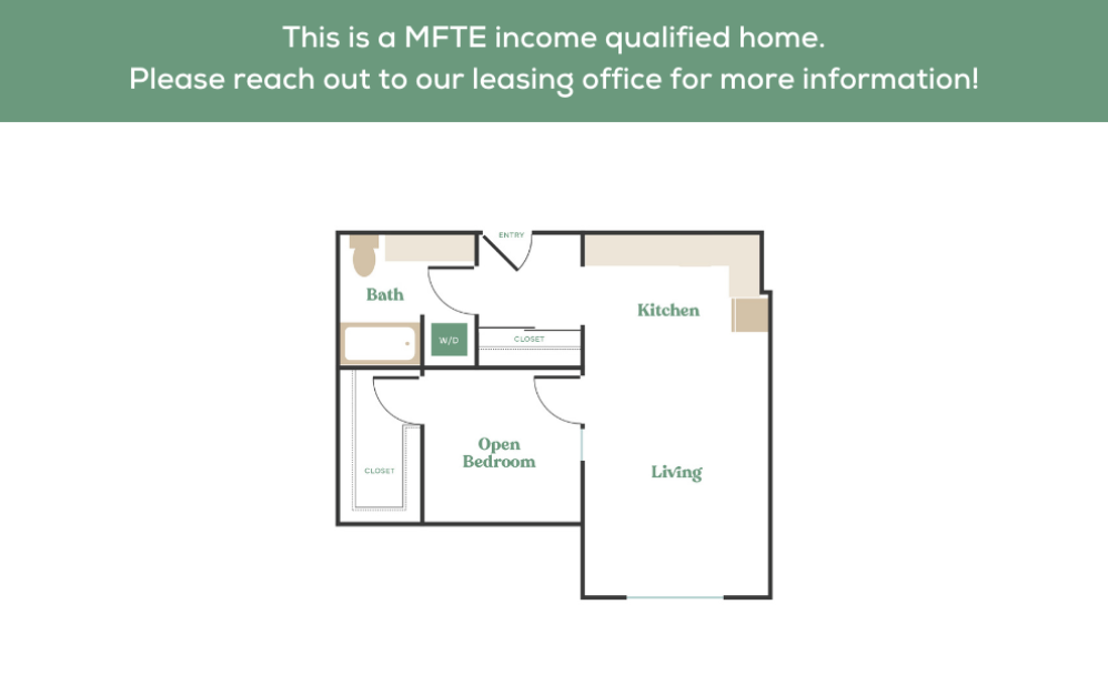  Open 1x1 - MFTE - 1 bedroom floorplan layout with 1 bathroom and 540 - 656 square feet (3
)