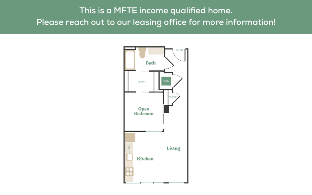  Open 1x1 - MFTE - 1 bedroom floorplan layout with 1 bathroom and 540 - 656 square feet (4
)