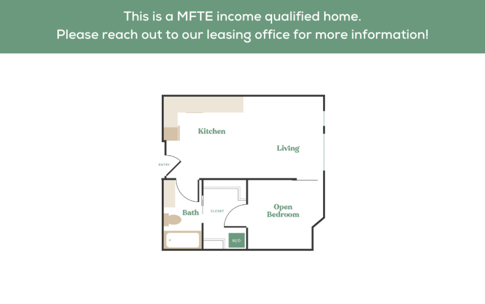  Open 1x1 - MFTE - 1 bedroom floorplan layout with 1 bathroom and 540 - 656 square feet (5
)