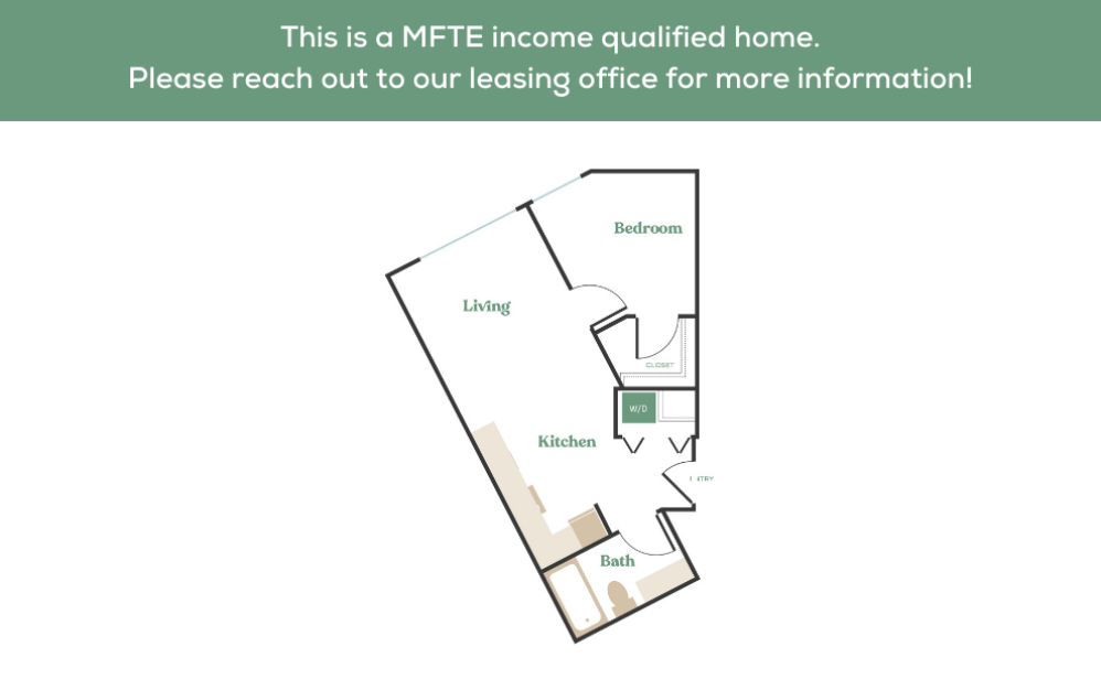 1x1 – MFTE - 1 bedroom floorplan layout with 1 bathroom and 520 - 1096 square feet (8
)