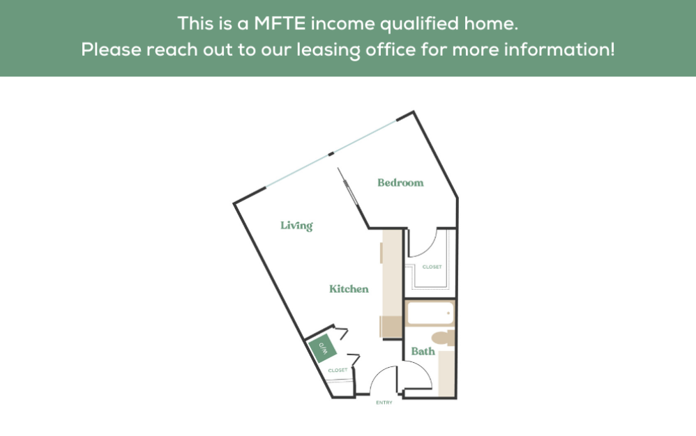 1x1 – MFTE - 1 bedroom floorplan layout with 1 bathroom and 520 - 1096 square feet (9
)