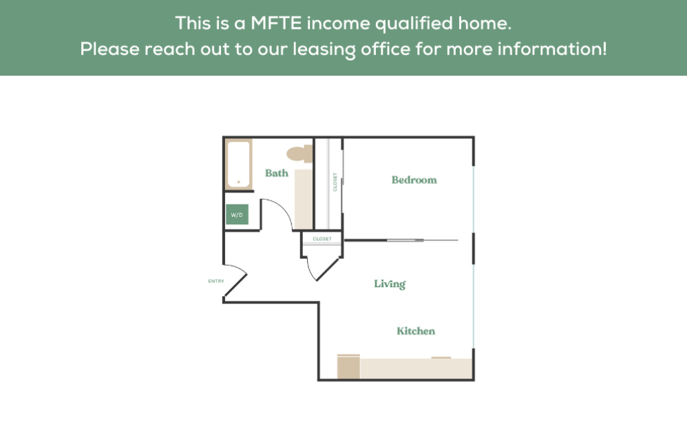 1x1 – MFTE - 1 bedroom floorplan layout with 1 bathroom and 520 - 1096 square feet (10
)