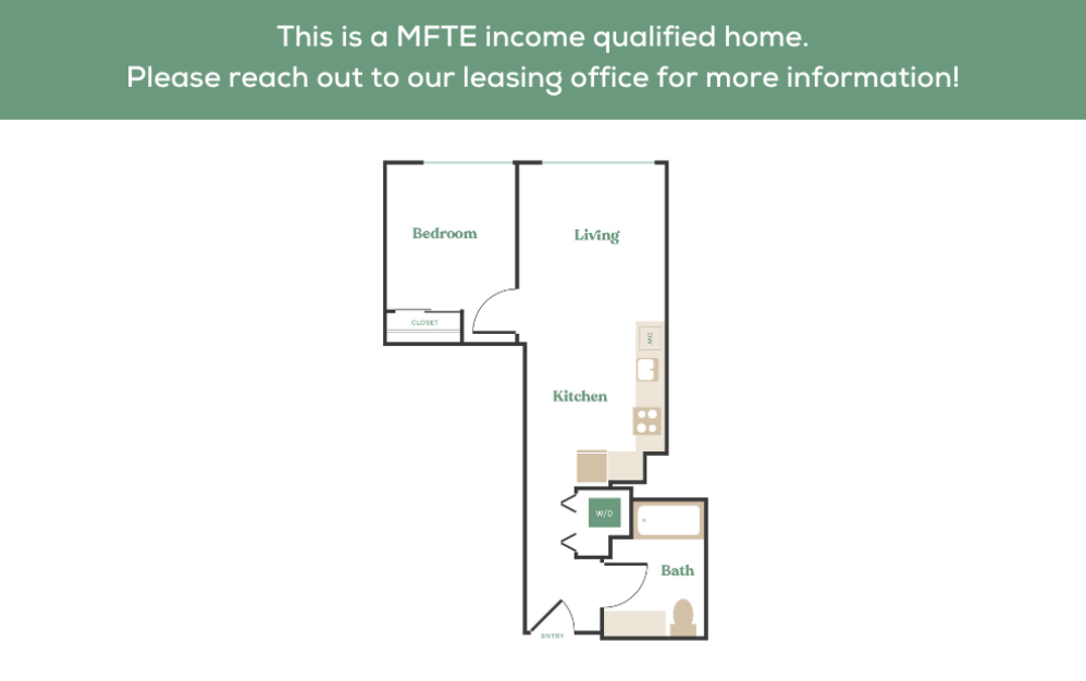 1x1 – MFTE - 1 bedroom floorplan layout with 1 bathroom and 520 - 1096 square feet (12
)