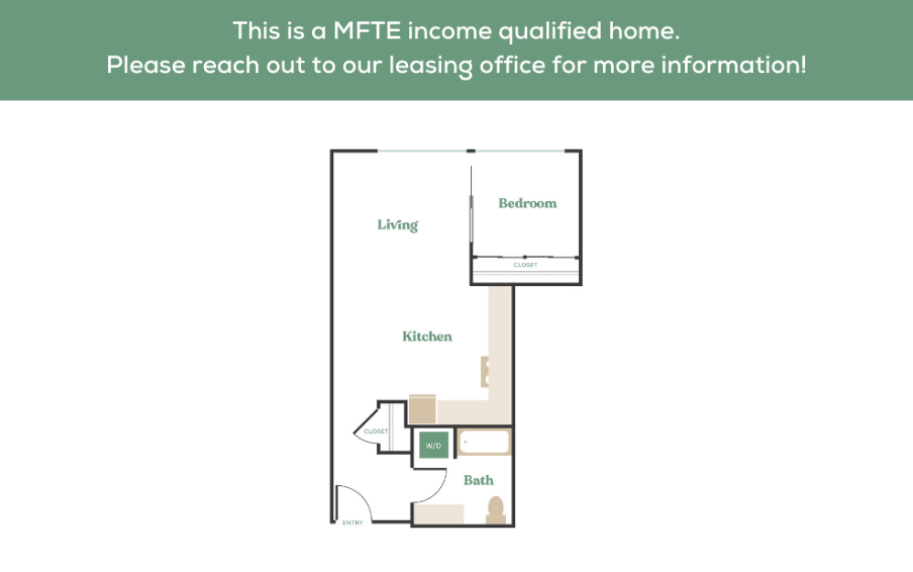 1x1 – MFTE - 1 bedroom floorplan layout with 1 bathroom and 520 - 1096 square feet (4
)