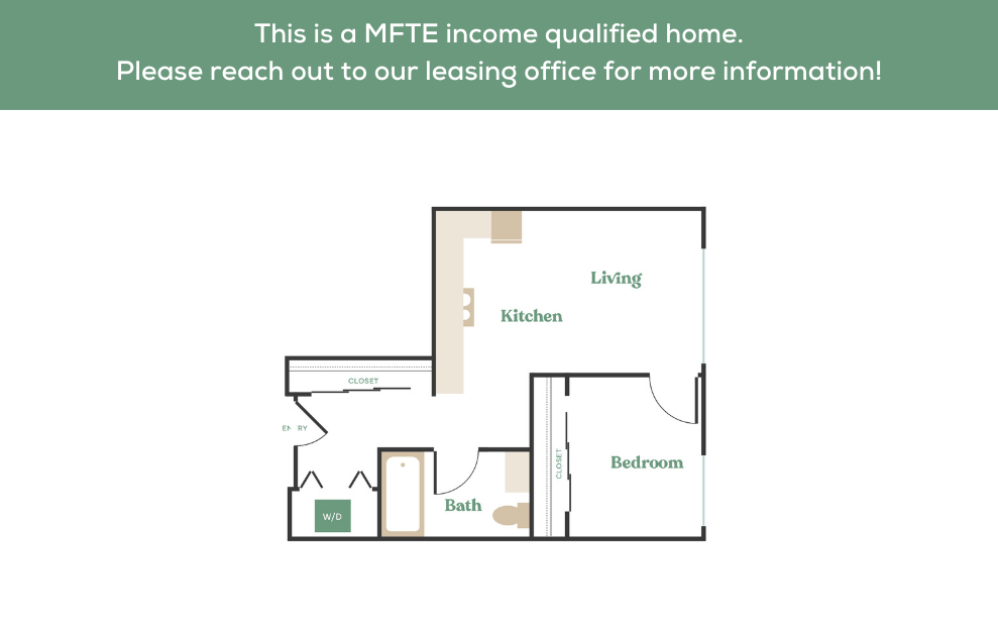 1x1 – MFTE - 1 bedroom floorplan layout with 1 bathroom and 520 - 1096 square feet (6
)