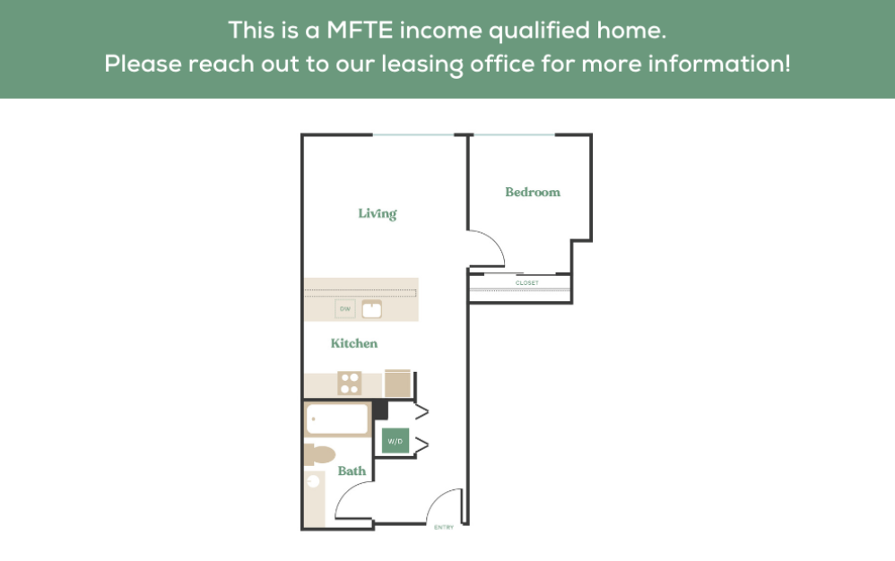 1x1 – MFTE - 1 bedroom floorplan layout with 1 bathroom and 520 - 1096 square feet (7
)