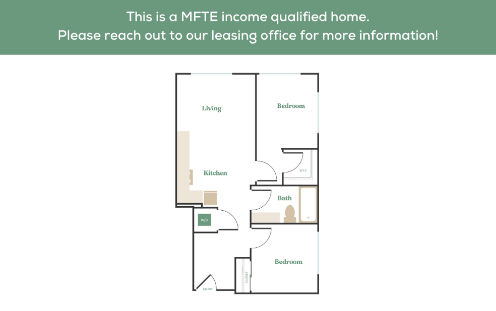 2x2 – MFTE - 2 bedroom floorplan layout with 2 bathrooms and 774 - 1107 square feet (9)