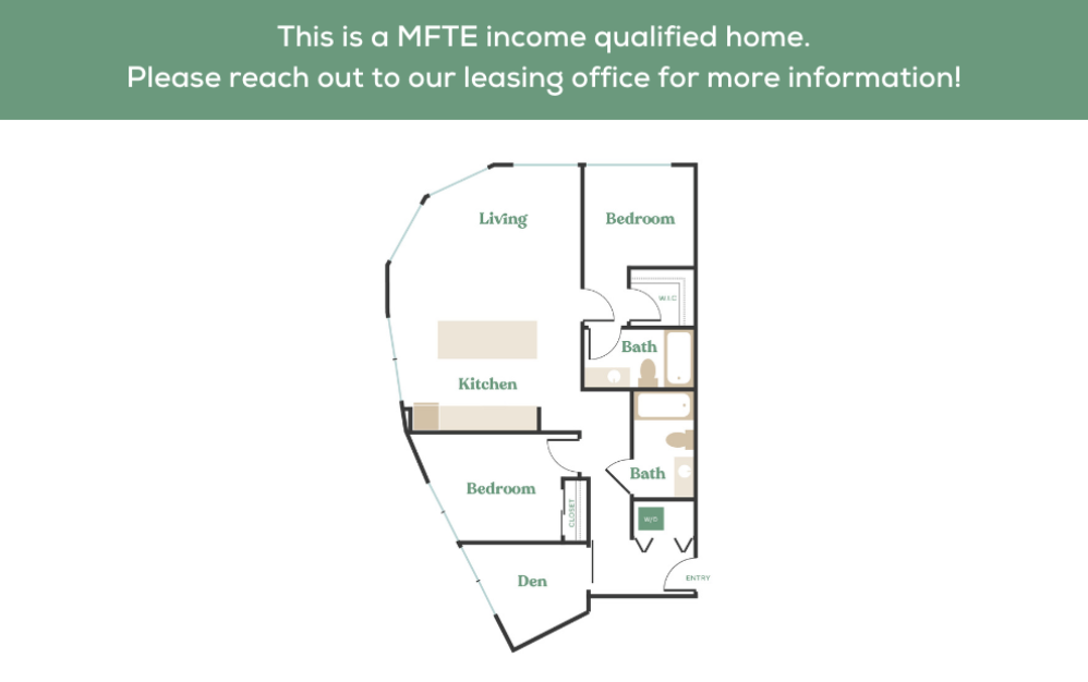 2x2 – MFTE - 2 bedroom floorplan layout with 2 bathrooms and 774 - 1107 square feet (8
)