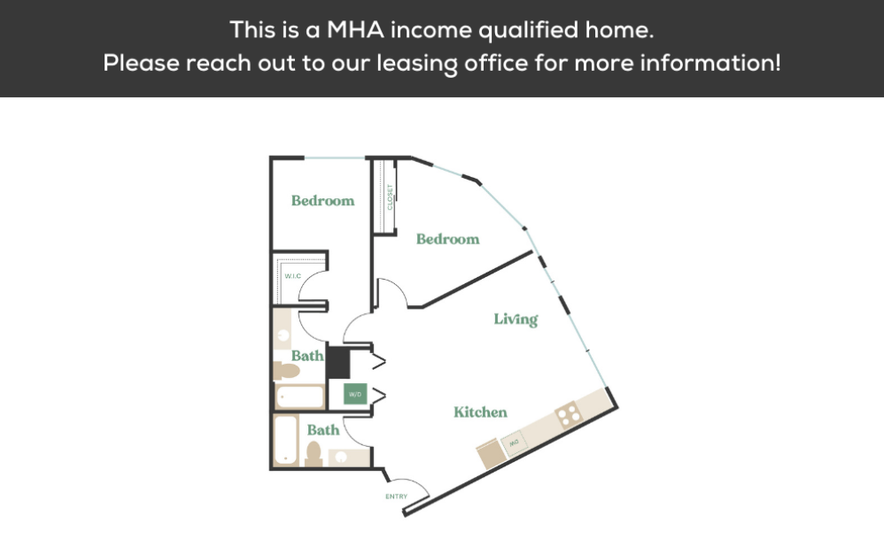 2x2 – MHA - 2 bedroom floorplan layout with 2 bathrooms and 900 - 1013 square feet (5)